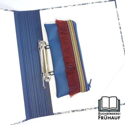 Ordnermäppchen Federmäppchen für Ringordner Schlampermäppchen blau mit Fransen