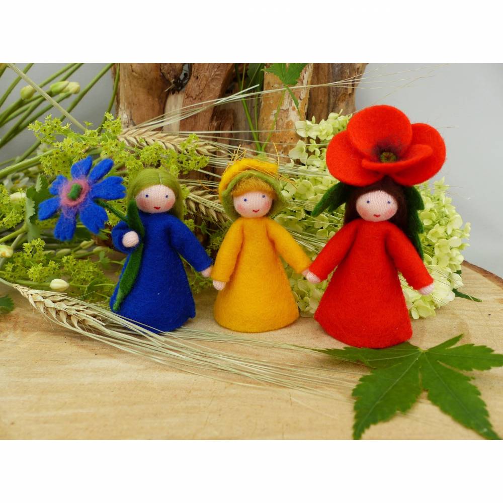 Blumenkind Klatschmohn-Mohn, Jahreszeitentisch Sommer, Filzpüppchen Bild 5