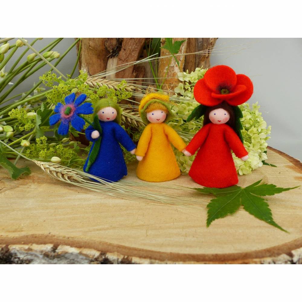 Blumenkind Klatschmohn-Mohn, Jahreszeitentisch Sommer, Filzpüppchen Bild 6