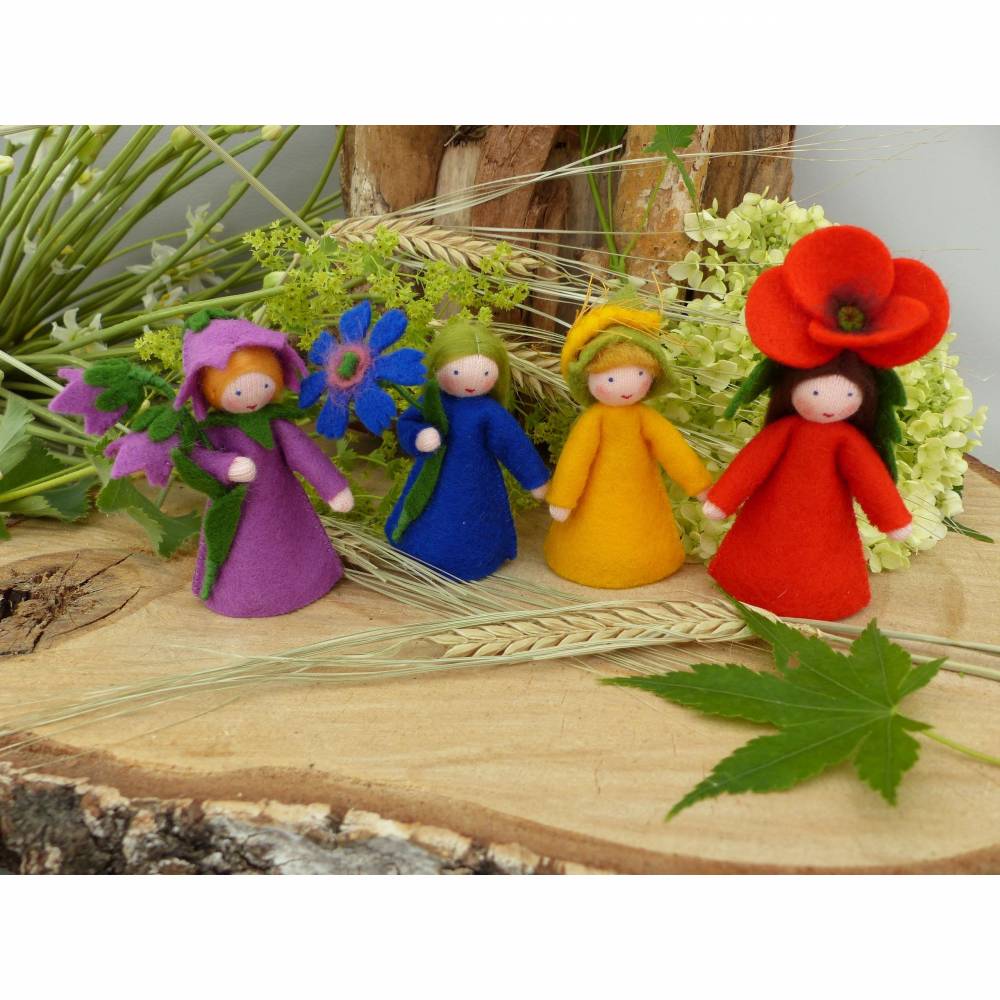 Blumenkind Klatschmohn-Mohn, Jahreszeitentisch Sommer, Filzpüppchen Bild 7