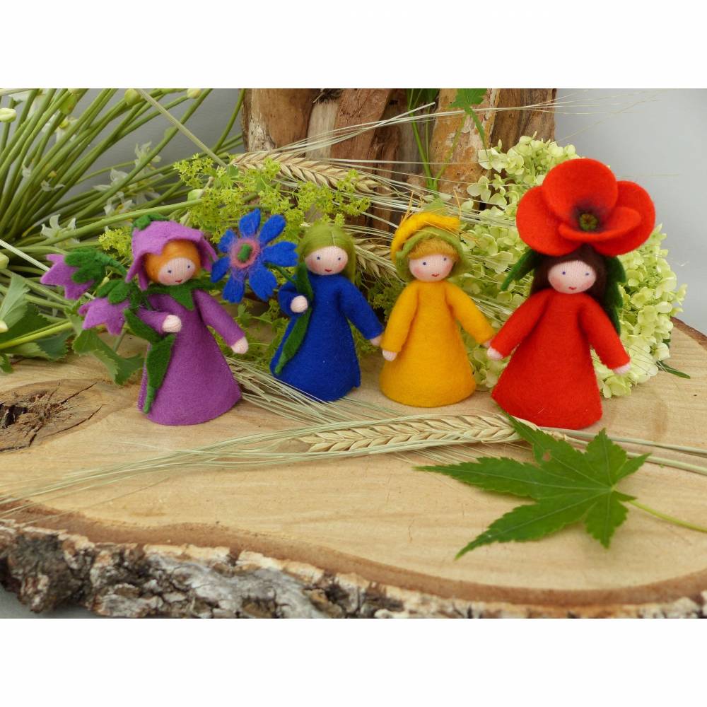 Blumenkind Klatschmohn-Mohn, Jahreszeitentisch Sommer, Filzpüppchen Bild 8