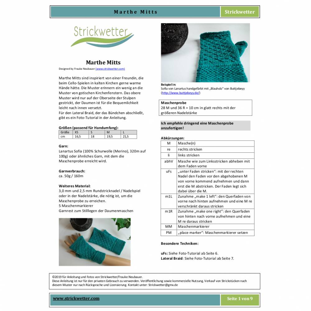 Stulpen mit Daumen, Pulswärmer "Marthe Mitts" (Strickanleitung), Armstulpen stricken Bild 8