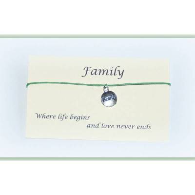 Familienarmband Family mit Kärtchen deutsch oder englisch, Freundschaftsbändchen
