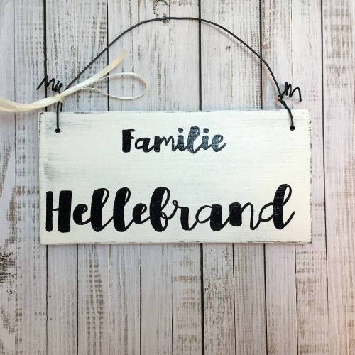 Holzschild Türschild FAMILIE Name Vintage Namensschild Haustür Dekoration personalisiert selber gestalten Klingelschild individuell