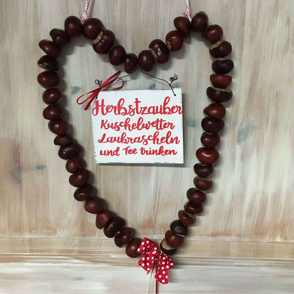 Holzschild, handgemalt, "Herbstzauber", Spruch, Türschild, Herbst, Deko, Shabby, Vintage, Wanddeko, Holz, Türschild, Geschenk, Willkommen, Bild 6