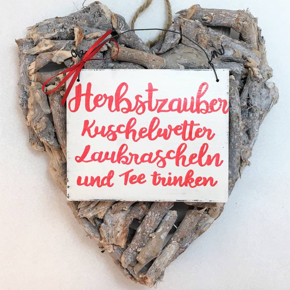 Holzschild, handgemalt, "Herbstzauber", Spruch, Türschild, Herbst, Deko, Shabby, Vintage, Wanddeko, Holz, Türschild, Geschenk, Willkommen, Bild 7