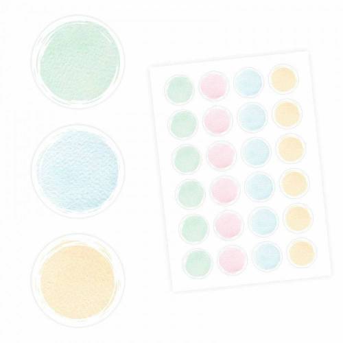 24 Universaletiketten - pastell - rund 4 cm Ø - Haushaltsetiketten Sticker Aufkleber Blanko selbst klebend