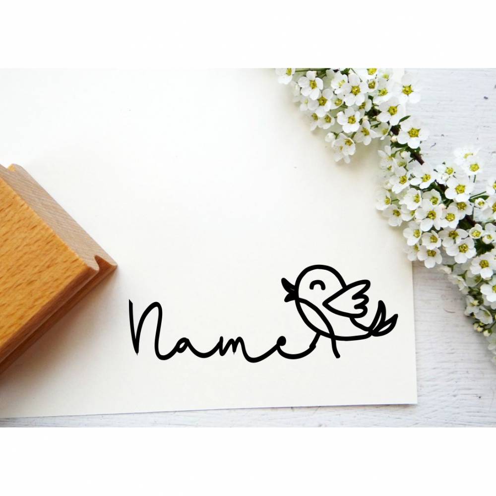 Kinderstempel mit Name und kleinem Vogel, Vorschulkind, Einschulung, Kindergartenkind, Schultüte, Einschulungsgeschenk Bild 3