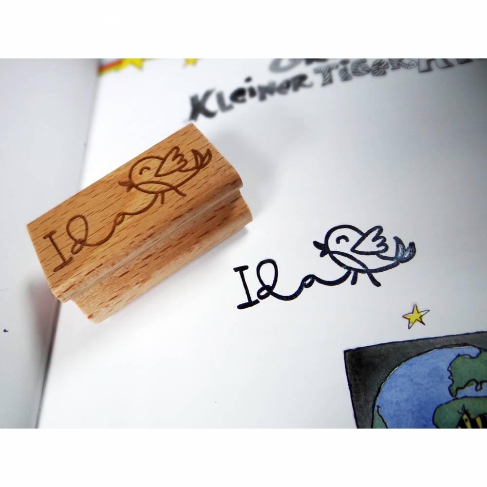 Kinderstempel mit Name und kleinem Vogel, Vorschulkind, Einschulung, Kindergartenkind, Schultüte, Einschulungsgeschenk Bild 4