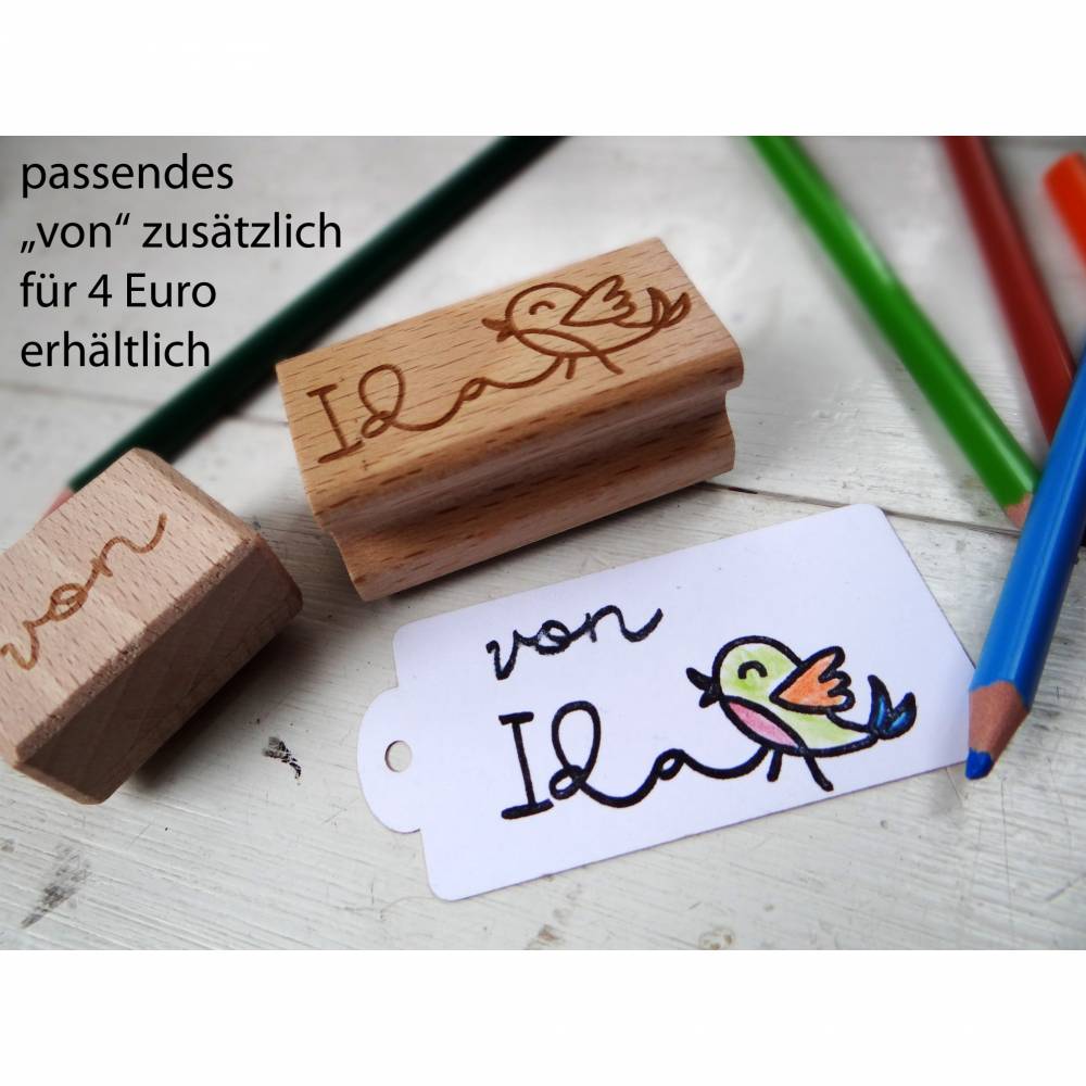 Kinderstempel mit Name und kleinem Vogel, Vorschulkind, Einschulung, Kindergartenkind, Schultüte, Einschulungsgeschenk Bild 5