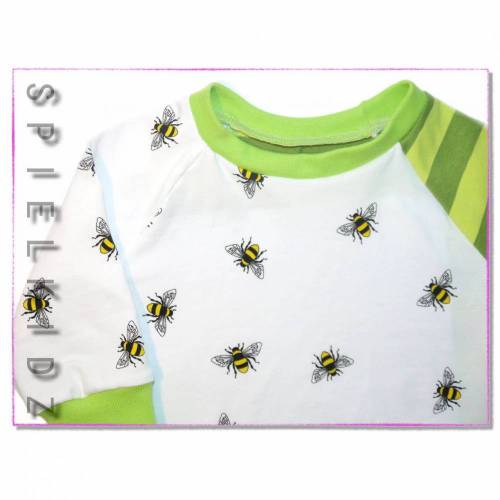 Shirt Bienen auf weiß Langarmshirt Pullover grün 