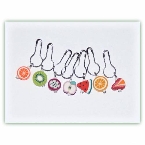 7 Maschenmarkierer Früchte, Maschenmarker Früchtchen, Strickmarker zum Öffnen