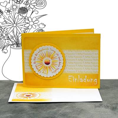 Einladungskarte Kommunion Sonne – Individuelle Einladung mit Einlegeblatt & Umschlag