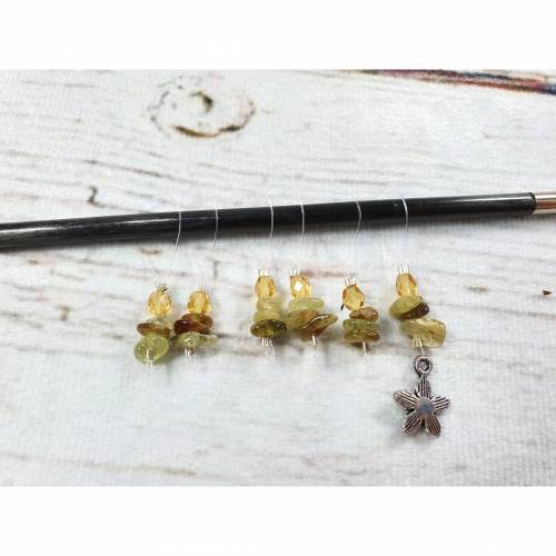 Maschenmarkierer mit Grossular-Splittern, Strickmarkierer mit Edelstein