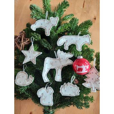 Weihnachtsbaumschmuck Set 8-teilig aus Filz – Wiederverwendbarer Filzanhänger für den Weihnachtsbaum