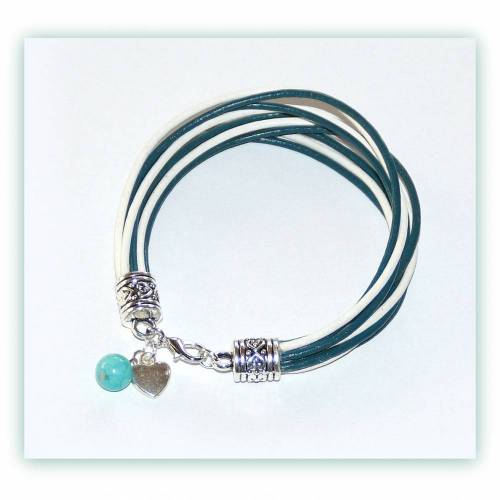 Lederarmband mit Aventurin und Herz, auffallendes Armband Leder und Herzchen