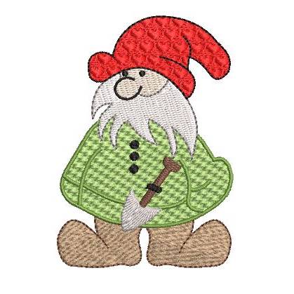 Stickdatei Zwerg mit Schaufel 10x10cm Bild 1