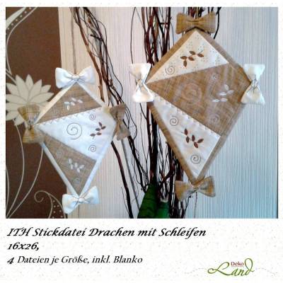 ITH Stickdatei Drache 16x26 – Herbstdeko für den 16 x 26 Rahmen mit Schleifen