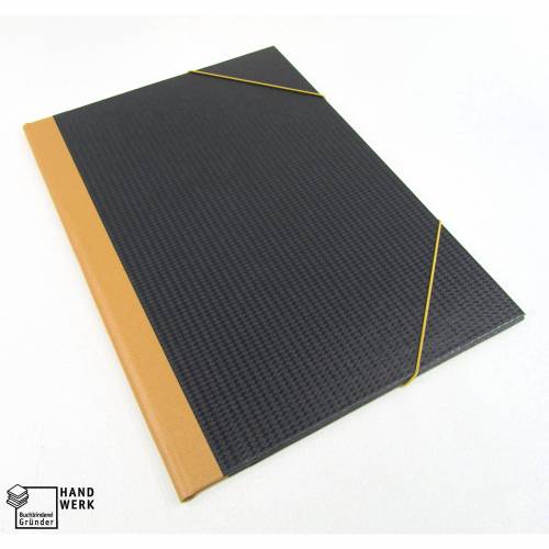 Eckspannermappe, DIN A4, ocker schwarz, Mappe