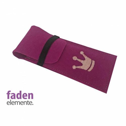 Stifteetui Filz mit Krone, Federetui mit Stickbild Krone