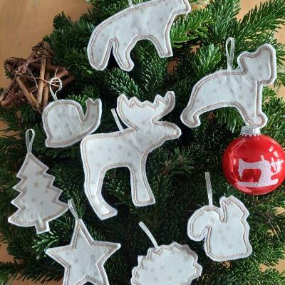 Weihnachtsbaumschmuck Set 8-teilig aus Filz – Wiederverwendbare Filzanhänger für den Weihnachtsbaum
