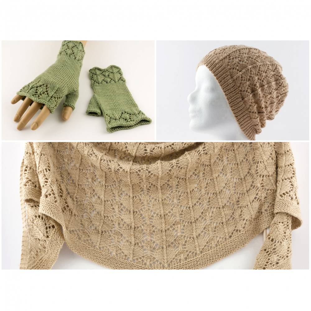 Strickanleitung Leah Set (Mütze, Tuch, Stulpen) mit schönem Lochmuster - Sparset Bild 1