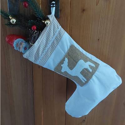 Nikolausstiefel aus Baumwolle & Jute mit Namen – Personalisierter Weihnachtsstrumpf für Geschenke