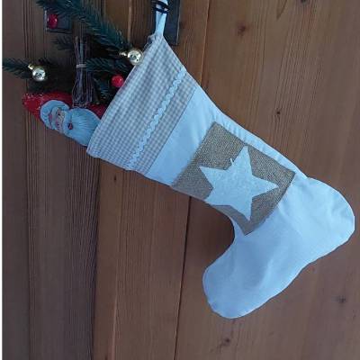 Personalisierbarer Nikolausstiefel aus Baumwolle und Jute – Weihnachtstiefel mit Namen