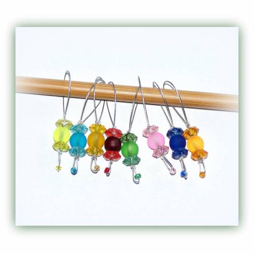 8 fröhlich bunte Maschenmarkierer, Strickmarker kunterbunt