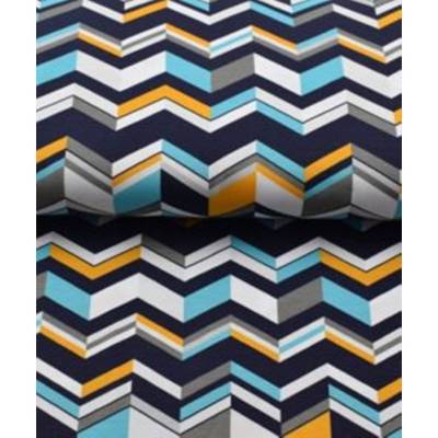 Baumwolljersey Zick Zack weiß ocker senfgelb schwarz anthrazit – Meterware für Kleider & DIY