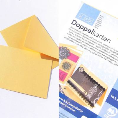 Goldfarbene blanko Doppelkarten 5er Set