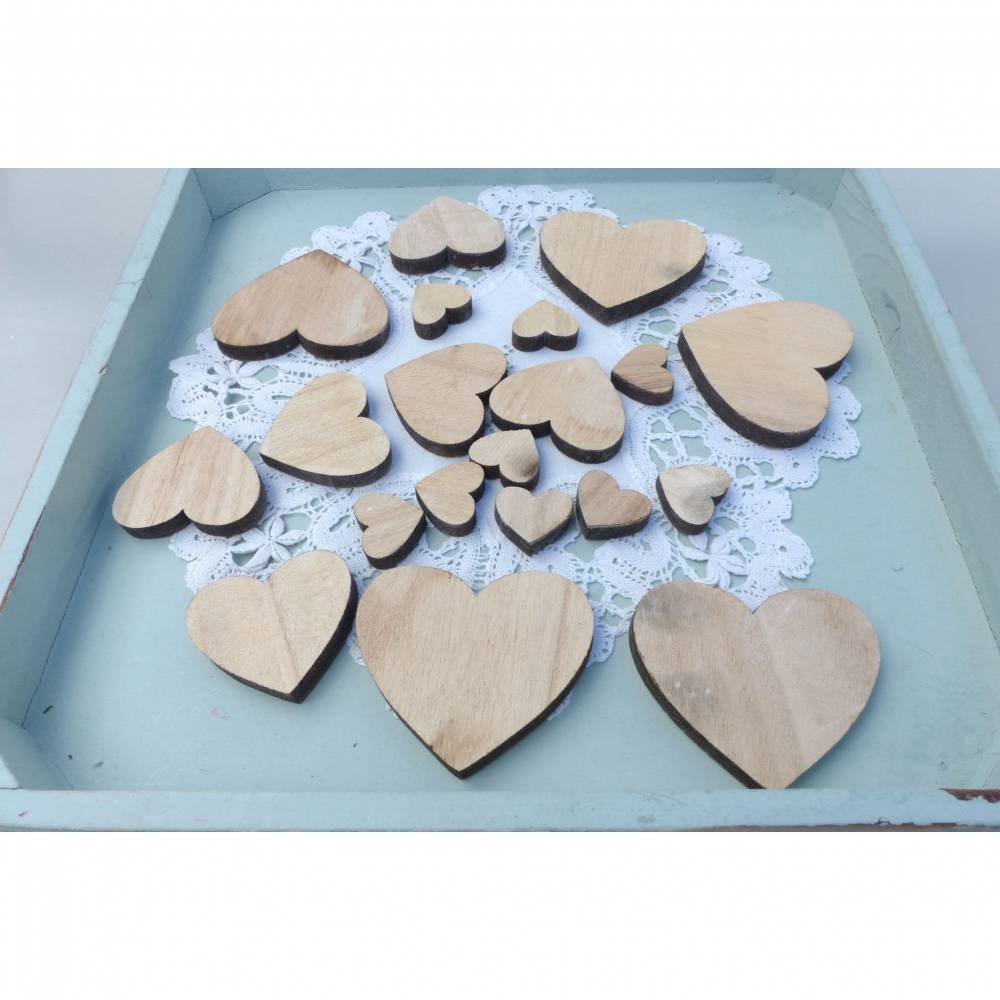 Deko-Herz, 20 St. Holz-Herzen, Hochzeit-Streudeko, Tischdeko Bild 2
