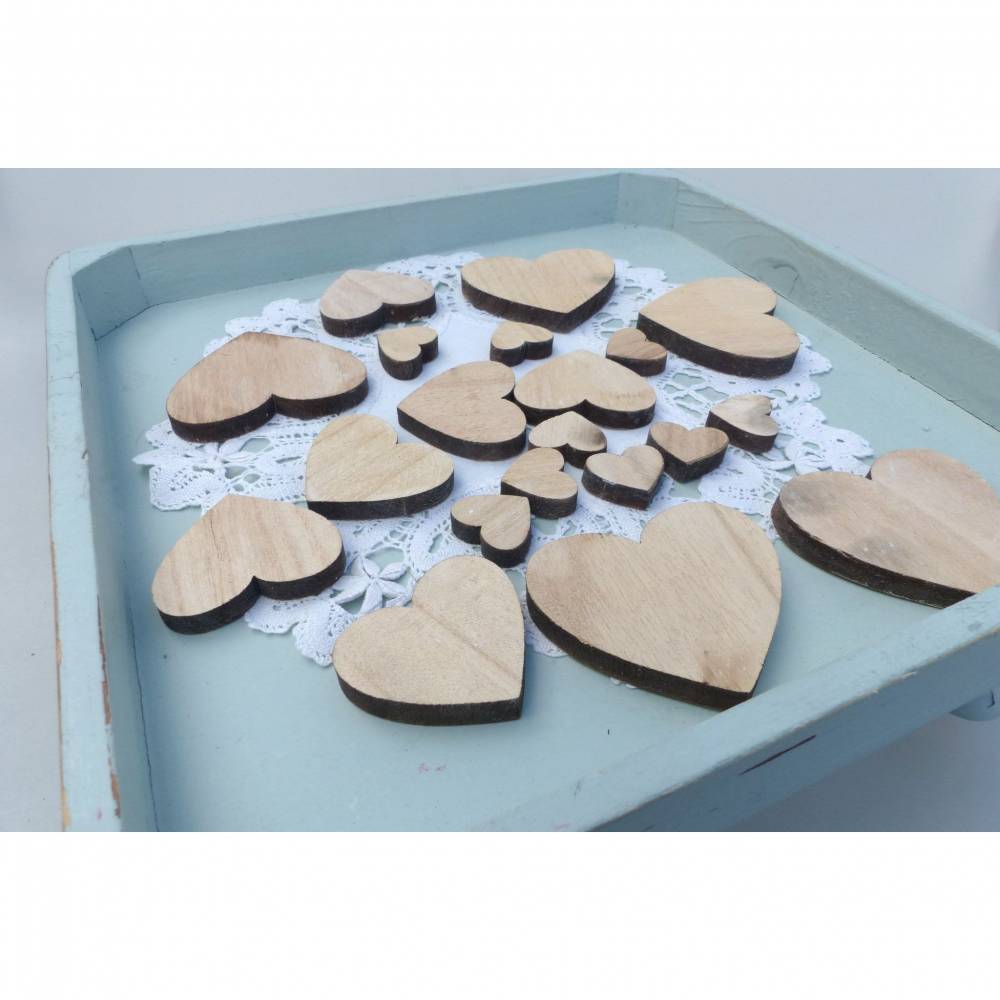 Deko-Herz, 20 St. Holz-Herzen, Hochzeit-Streudeko, Tischdeko Bild 4