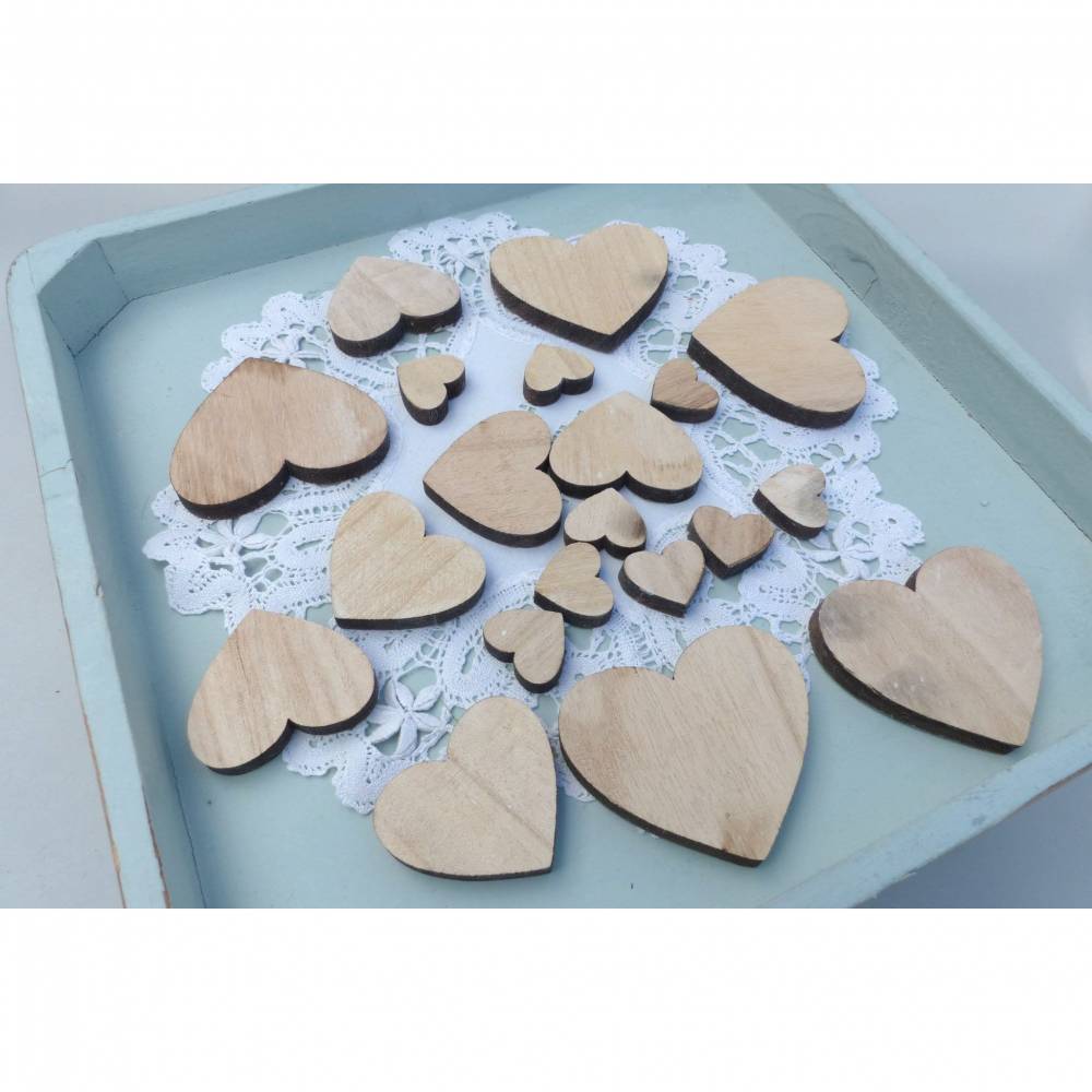 Deko-Herz, 20 St. Holz-Herzen, Hochzeit-Streudeko, Tischdeko Bild 5
