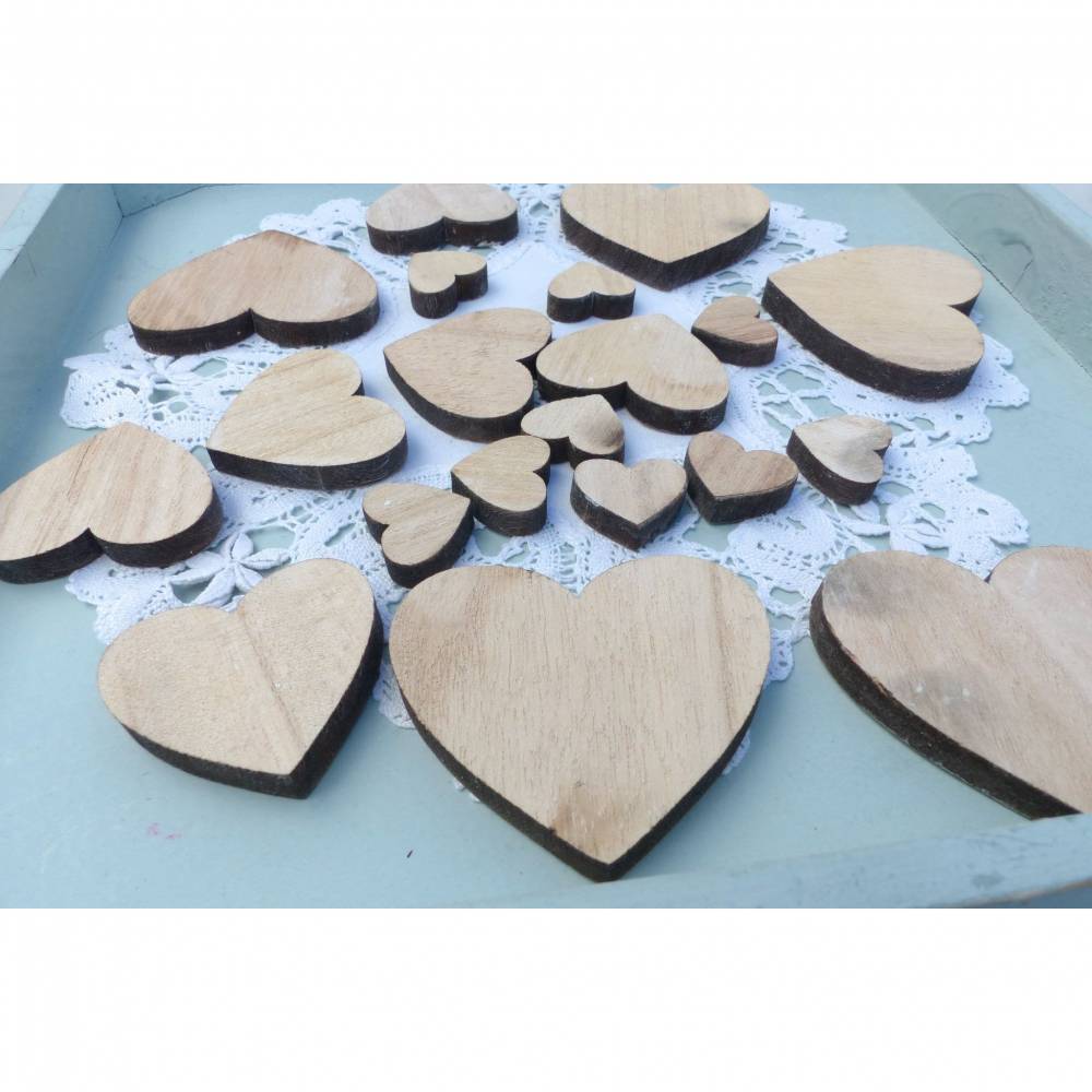 Deko-Herz, 20 St. Holz-Herzen, Hochzeit-Streudeko, Tischdeko Bild 7