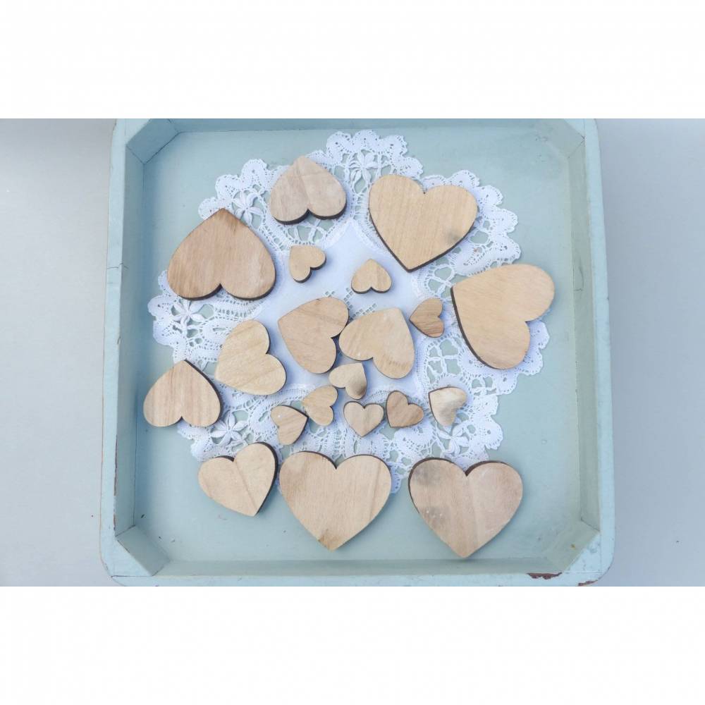 Deko-Herz, 20 St. Holz-Herzen, Hochzeit-Streudeko, Tischdeko Bild 8