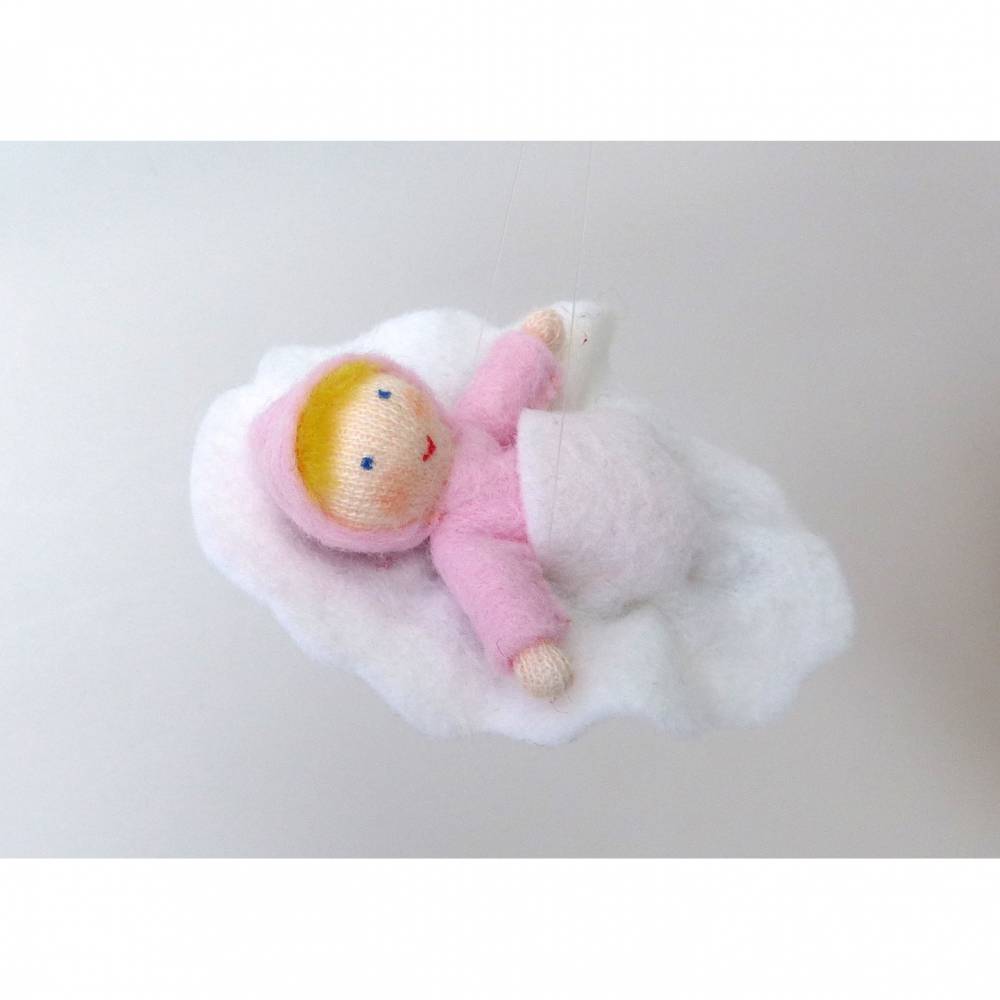 Baby rosa Walnuss-Mädchen, Geschenk Geburt-Taufe, Filzpüppchen Bild 2