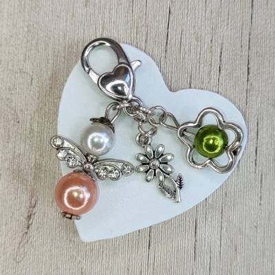 Schlüsselanhänger - Schmuckanhänger - Taschenanhänger - Blume - Engel - Perlen