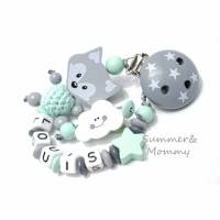 Schnullerkette mit Namen Fuchs mint