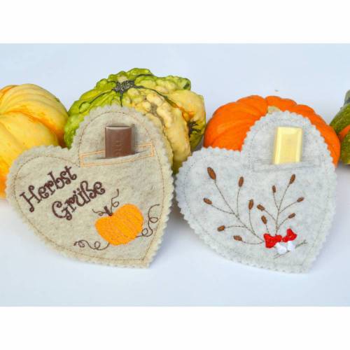 ITH Stickdatei Geschenkanhänger Herbst 2er SET 13x13cm
