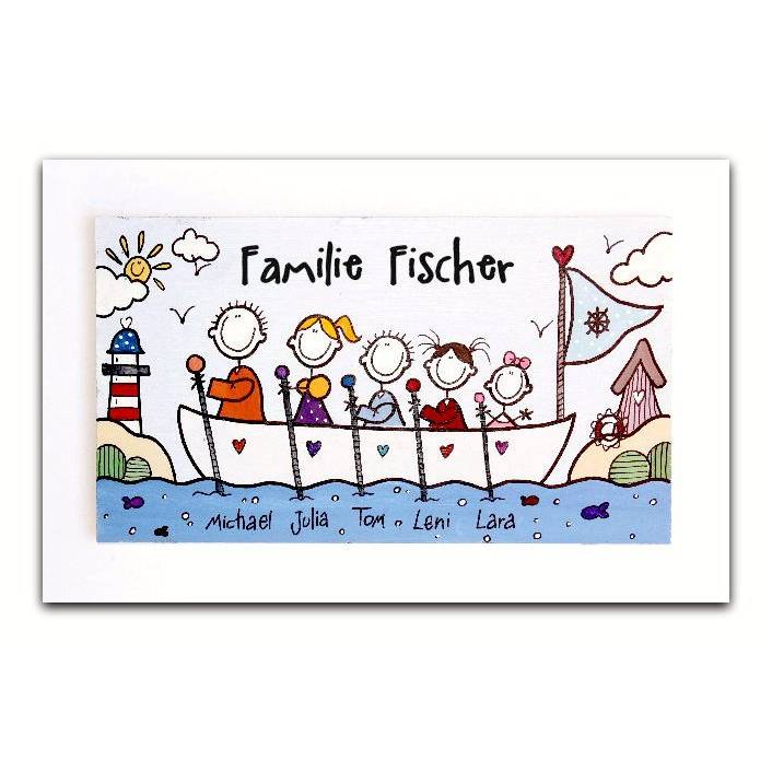 Personalisiertes maritimes Holztürschild Familie – Geschenk zum Umzug & Einzug, individuelles Haustürschild aus Holz handgemacht, wetterfestes Holzschild mit Name, einmaliges Familiengeschenk Bild 1