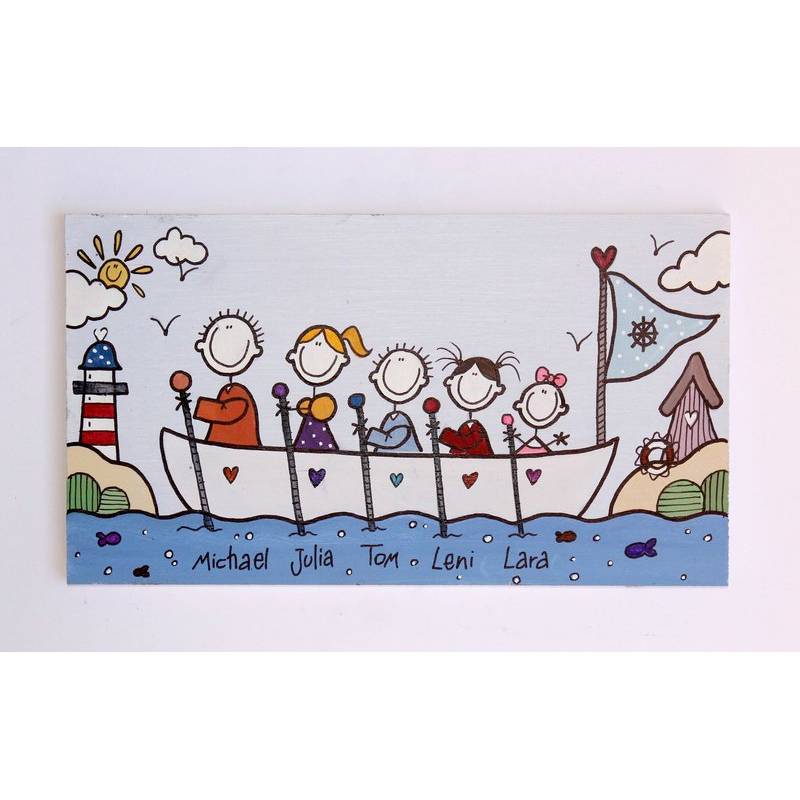 Personalisiertes maritimes Holztürschild Familie – Geschenk zum Umzug & Einzug, individuelles Haustürschild aus Holz handgemacht, wetterfestes Holzschild mit Name, einmaliges Familiengeschenk Bild 2