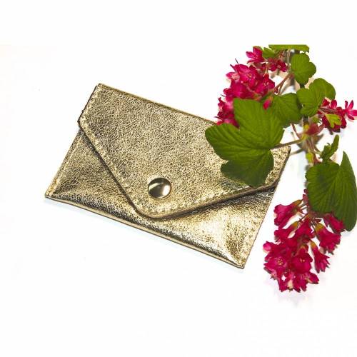 Geldtäschchen Leder in GOLD für Party