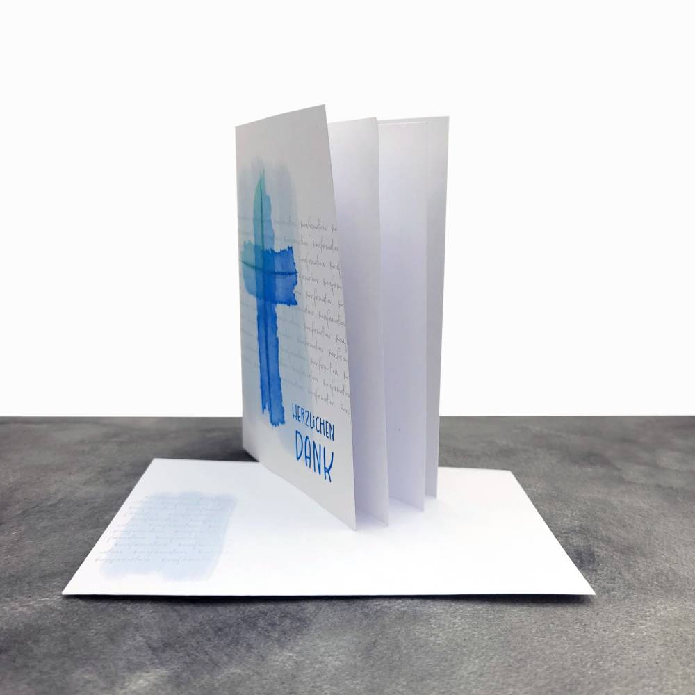 Danksagungskarte Konfirmation Kommunion Firmung "Aquarell-Kreuz" Bild 5