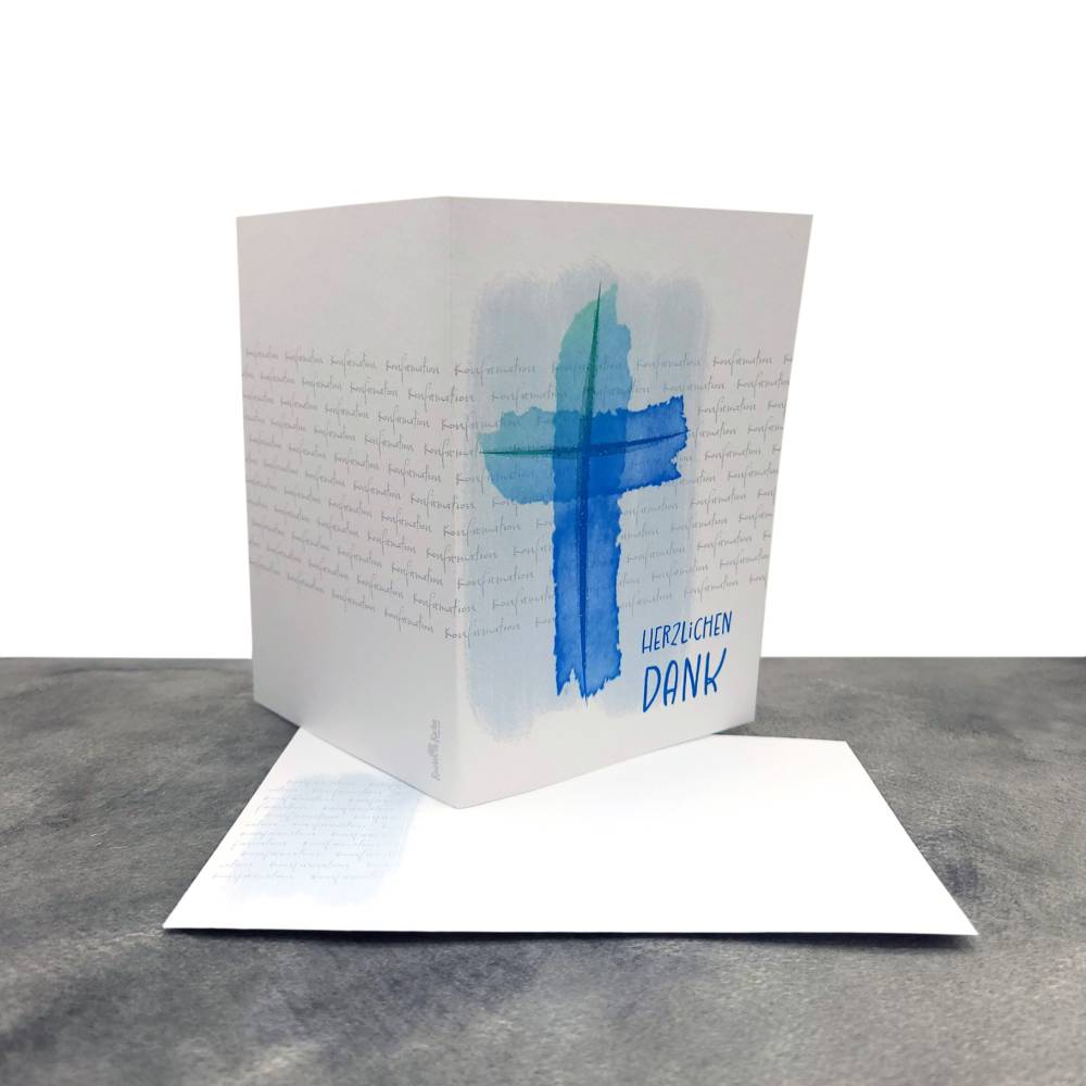 Danksagungskarte Konfirmation Kommunion Firmung "Aquarell-Kreuz" Bild 6