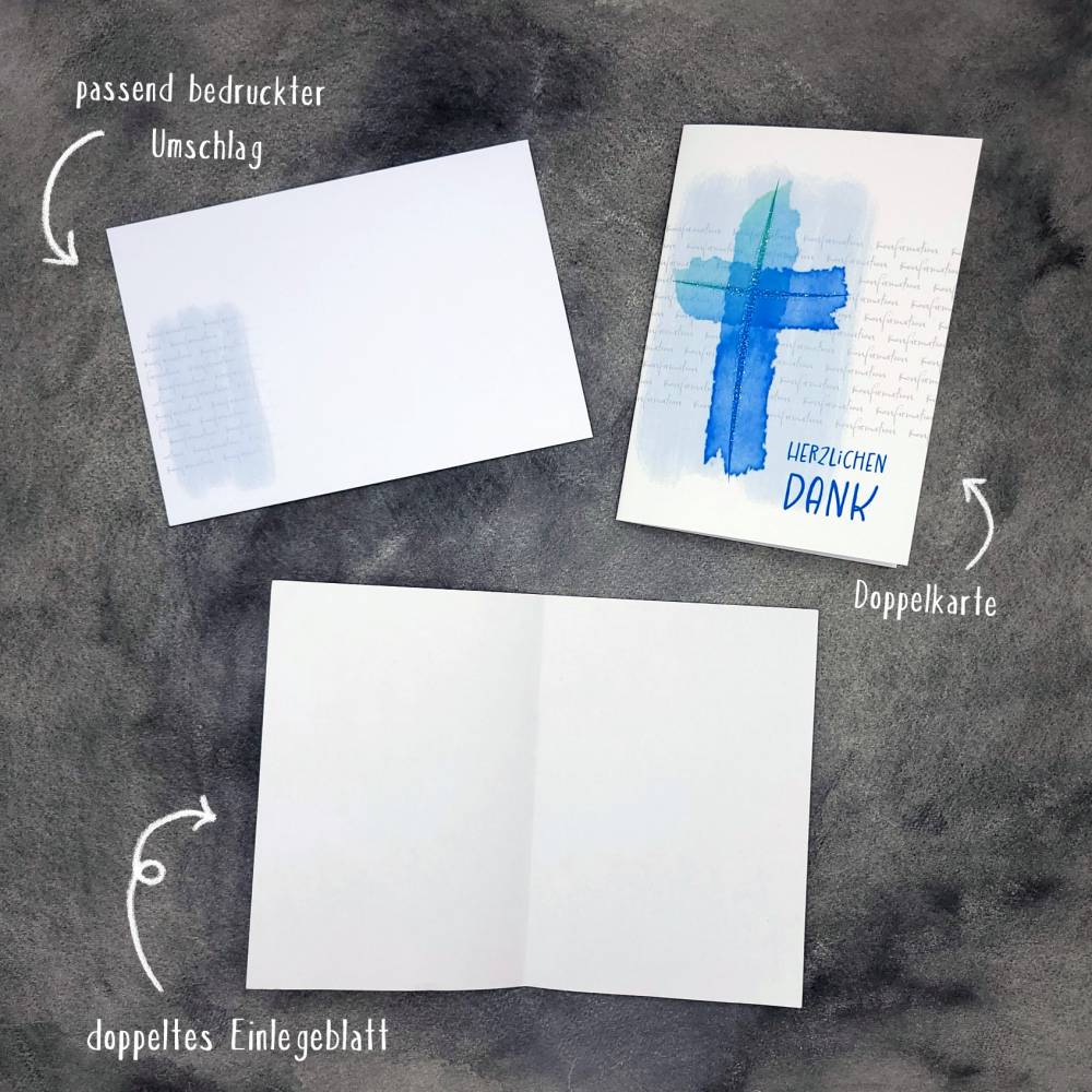 Danksagungskarte Konfirmation Kommunion Firmung "Aquarell-Kreuz" Bild 7