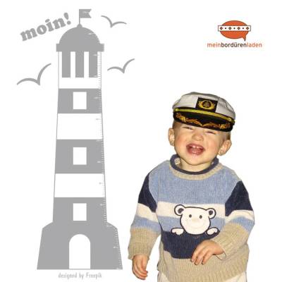 Wandtattoo Größenskala:  Leuchtturm mit Möwen "moin!" 