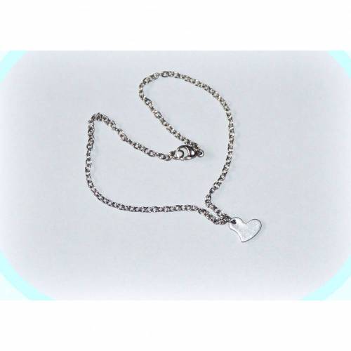 Edelstahl Fußkettchen Herz, Fußkette aus Edelstahl mit Anhänger Herzchen