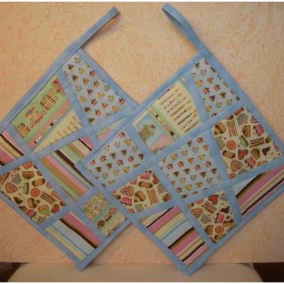 handgenähte Topflappen, aus Stoff genähte Topflappen, Patchwork, Muffinstoff