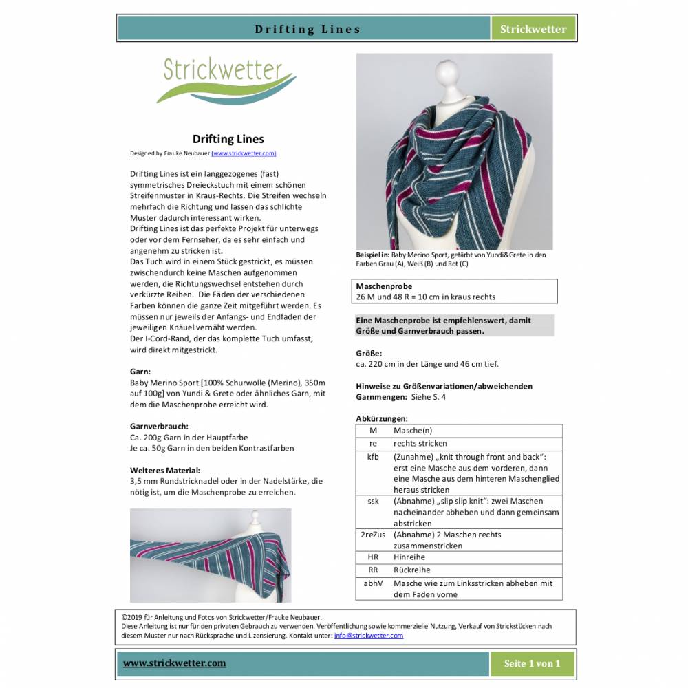 Strickanleitung Dreieckstuch mit Streifen Drifting Lines Bild 10